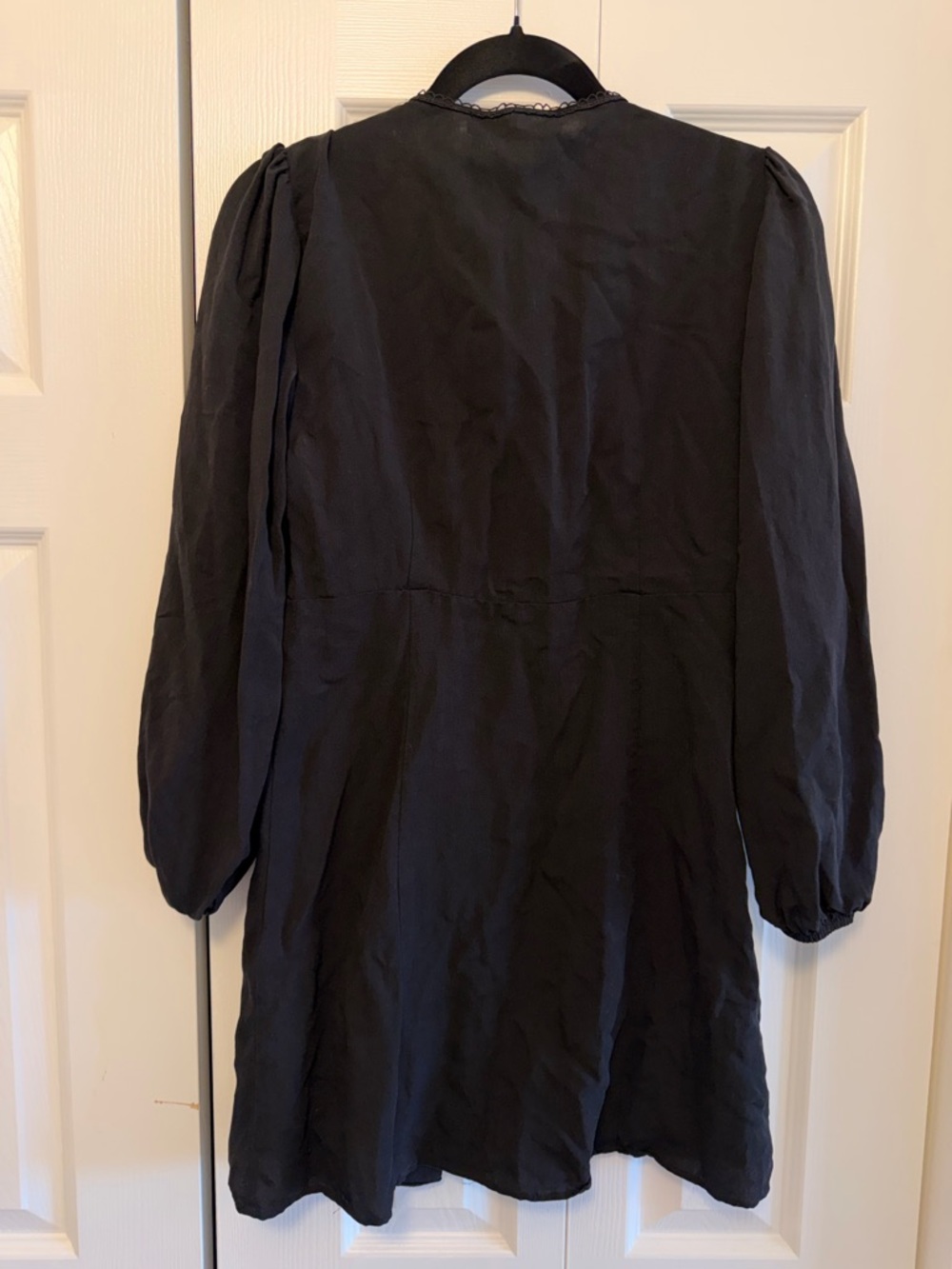 Zara Black Lace-Trim Button-Front Tunic Dress, Size S - Picture 5 of 10